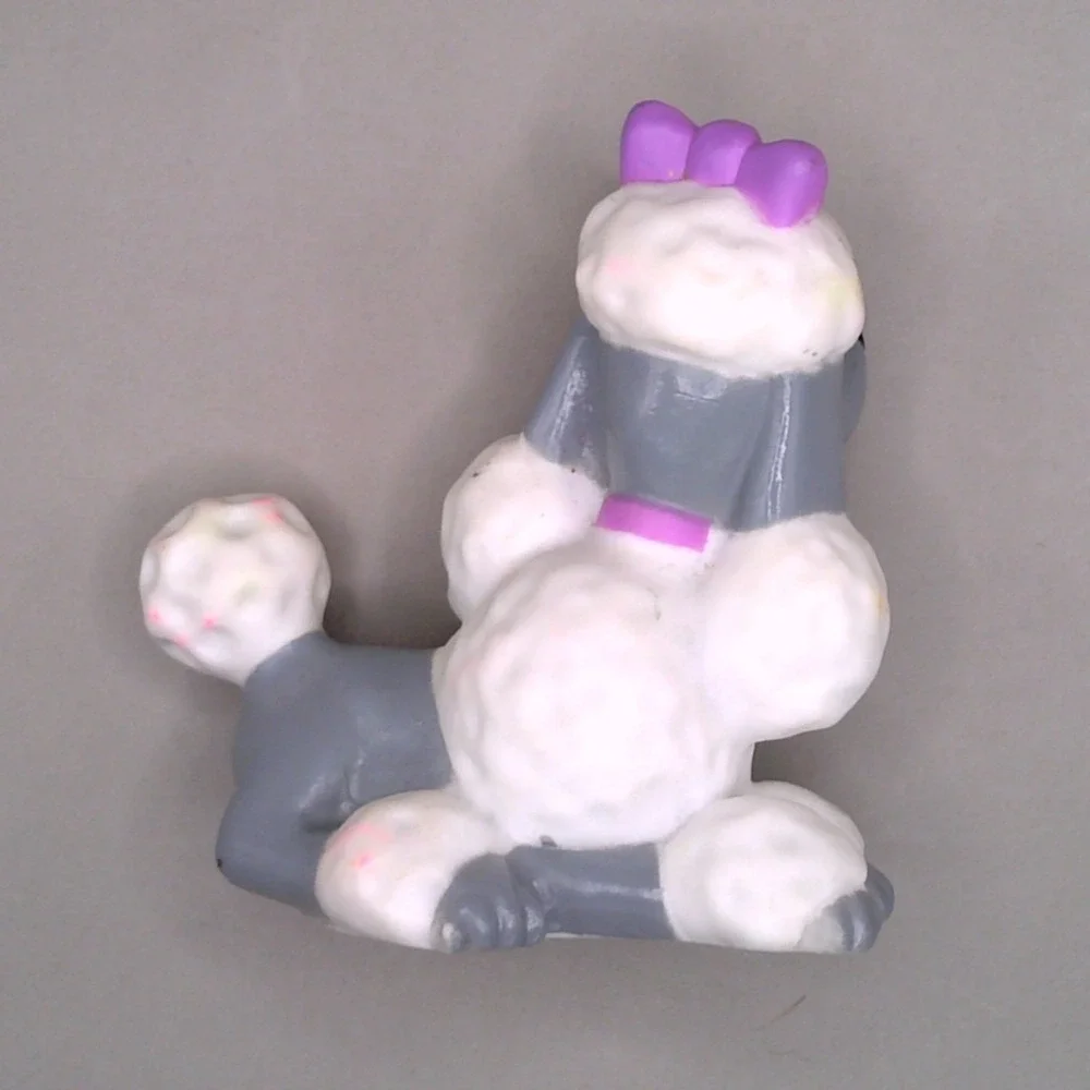 Fisher Price Loving Family Dollhouse White Poodle Dog Figure Pink Bow Pet Toy